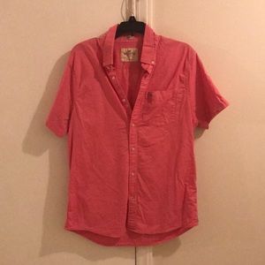 Men's Coral Hollister Short Sleeve Button Up